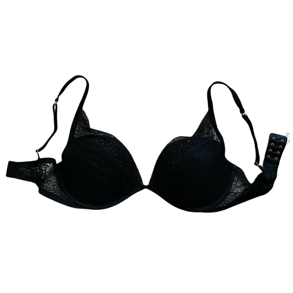 Victoria's Secret Black Lace Plunge Underwired Bra Size 34DD